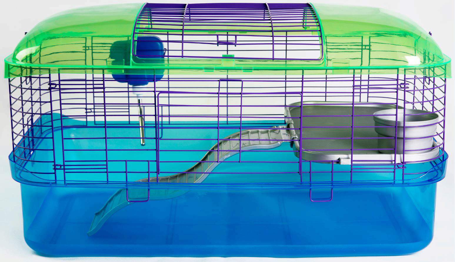 Blue and shop green hamster cage